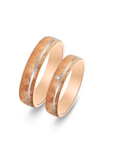   Arany karikagyűrű pár 226-D1978rfrc cirkóniával rozé és fehér arany