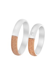   Arany karikagyűrű pár 396-ALM13209gyfr cirkóniával fehér és rozé arany