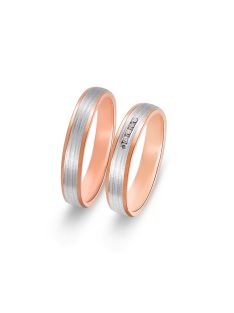   Arany karikagyűrű pár 396-ALM13419gyrfr cirkóniával rozé és fehér arany