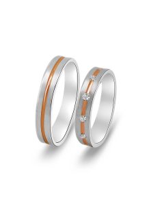   Arany karikagyűrű pár 396-F4388gyfrf cirkóniával fehér és rozé arany