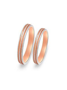 Arany karikagyűrű pár ALM12766rf rozé és fehér arany