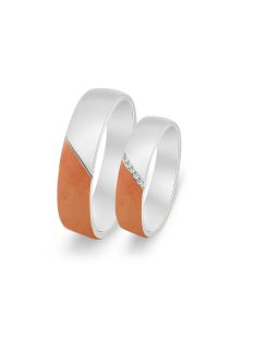   Arany karikagyűrű pár ALM12977gyfr cirkóniával fehér és rozé arany