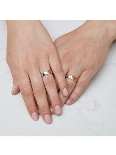   Arany karikagyűrű pár ALM12977gyfr cirkóniával fehér és rozé arany