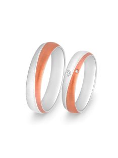   Arany karikagyűrű pár ALM12989gyfv cirkóniával fehér és vörös arany