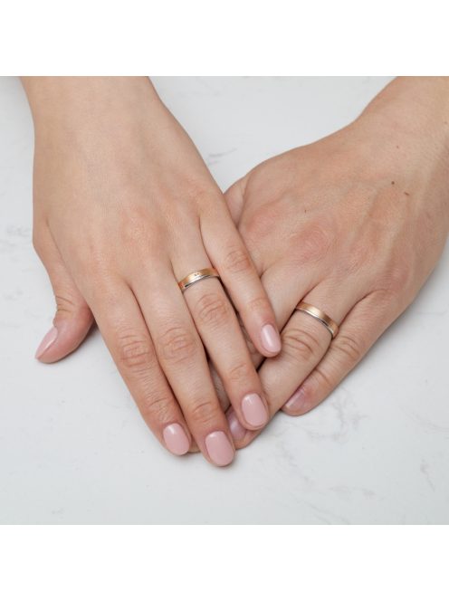 Arany karikagyűrű pár ALM12990gyyfs cirkóniával fehér és sárga arany