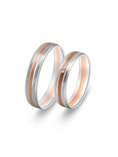   Arany karikagyűrű pár ALM13001gyfrf cirkóniával fehér és rozé arany