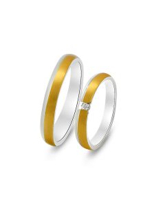   Arany karikagyűrű pár ALM13012gyfs cirkóniával fehér és sárga arany