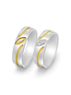   Arany karikagyűrű pár ALM13037gyfs cirkóniával fehér és sárga arany