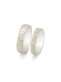   Arany karikagyűrű pár ALM13043gysfs cirkóniával fehér és sárga arany