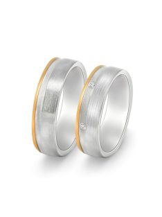   Arany karikagyűrű pár ALM13048gyrf cirkóniával rozé és fehér arany