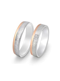   Arany karikagyűrű pár ALM13086gyrf cirkóniával rozé és fehér arany