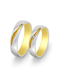   Arany karikagyűrű pár ALM13186gyfs cirkóniával, fehér és sárga arany