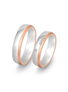   Arany karikagyűrű pár ALM13196gyfr cirkóniával fehér és rozé arany