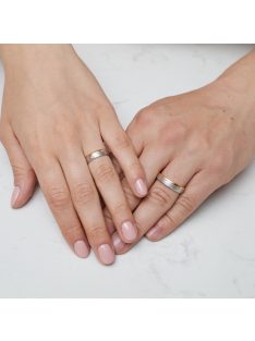   Arany karikagyűrű pár ALM13208gyrf cirkóniával rozé és fehér arany