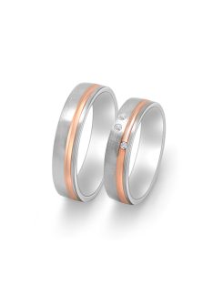   Arany karikagyűrű pár ALM13212gyfrf cirkóniával fehér és rozé arany