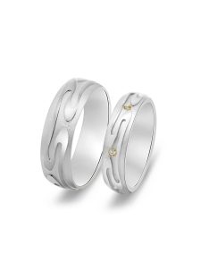   Arany karikagyűrű pár ALM13214gyf cirkóniával fehér arany