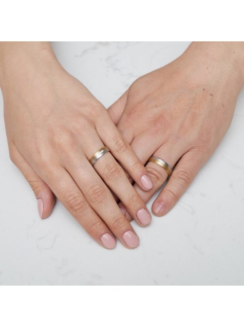 Arany karikagyűrű pár ALM13416gyfs cirkóniával fehér és sárga arany