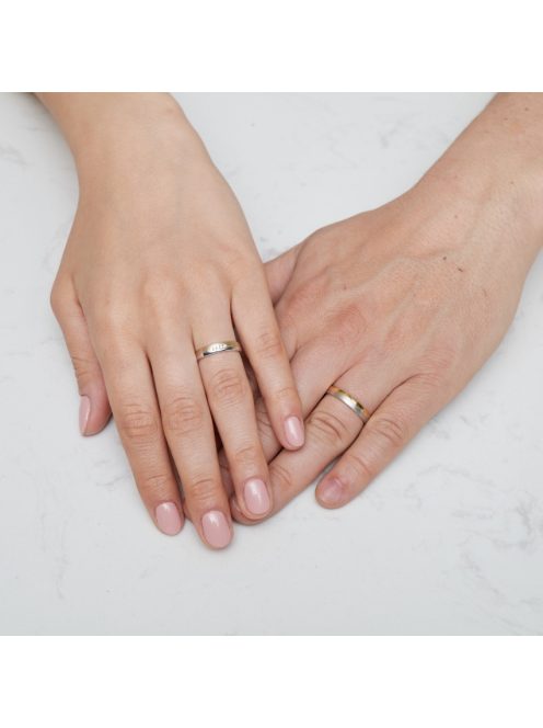 Arany karikagyűrű pár ALM13420gyfs cirkóniával fehér és sárga arany