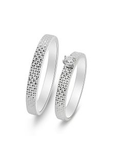   Arany karikagyűrű pár ALM14083gyf cirkóniával fehér arany