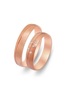   Arany karikagyűrű pár Alm-12979rc cirkóniával rozé arany