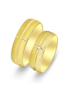 Arany karikagyűrű pár C1997-Y cirkóniával sárga arany