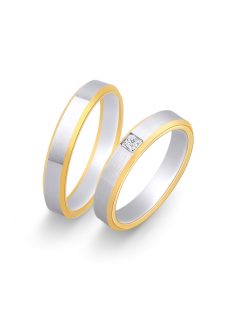   Arany karikagyűrű pár D1441gysfs cirkóniával sárga és fehér arany