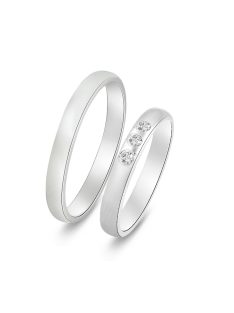 Arany karikagyűrű pár D1547fc cirkóniával fehér arany