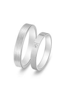 Arany karikagyűrű pár D1548fc cirkóniával fehér arany