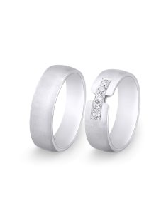 Arany karikagyűrű pár D1606gyf cirkóniával fehér arany