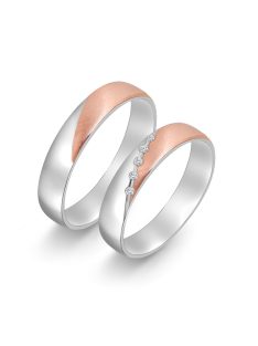   Arany karikagyűrű pár E-ALM12976gyfr cirkóniával fehér és rozé arany