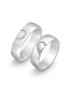   Arany karikagyűrű pár E-ALM13071gyf cirkóniával fehér arany