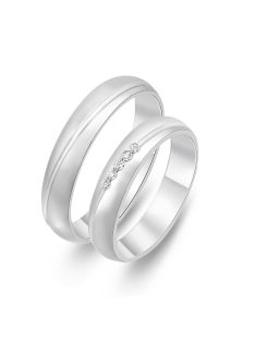   Arany karikagyűrű pár E-ALM13787gyf cirkóniával fehér arany