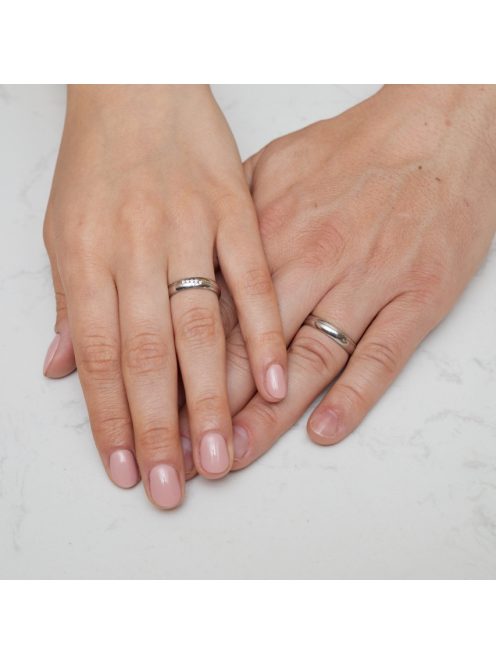 Arany karikagyűrű pár E-ALM13787gyf cirkóniával fehér arany