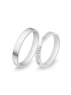   Arany karikagyűrű pár E-ALM14041gyf cirkóniával fehér arany