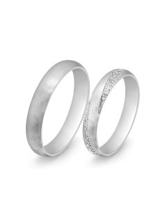   Arany karikagyűrű pár E-ALM14056gyf cirkóniával fehér arany