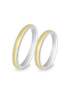  Arany karikagyűrű pár E-ALM14118fsf fehér és sárga arany