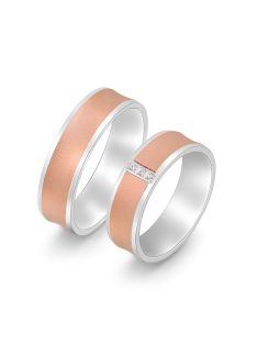   Arany karikagyűrű pár E-ALM14119frf cirkóniával fehér és rozé arany