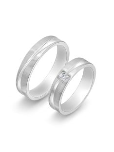   Arany karikagyűrű pár E-ALM14131gyf cirkóniával fehér arany