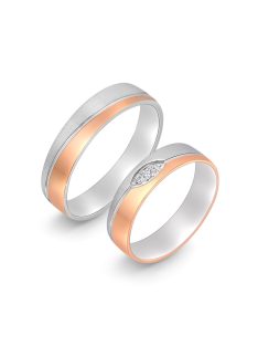   Arany karikagyűrű pár E-ALM14146gyfr cirkóniával fehér és rozé arany