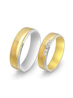   Arany karikagyűrű pár E-ALM14150gysf cirkóniával sárga és fehér arany