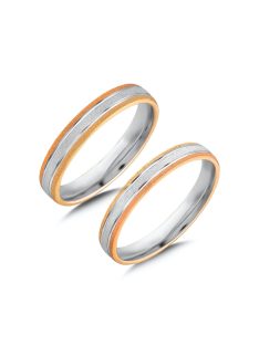   Arany karikagyűrű pár E-ALM14194sfr sárga, fehér és rozé arany