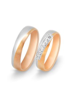   Arany karikagyűrű pár EGF-ALM055gyfv cirkóniával fehér és vörös