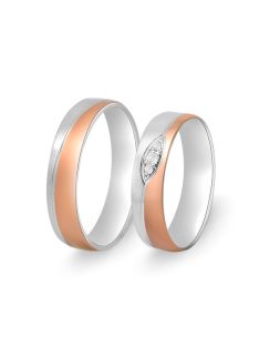   Arany karikagyűrű pár EGF-M30315 - 40315gyfr cirkóniával fehér és rozé arany