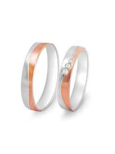   Arany karikagyűrű pár EGF-M30318 - 40318gyfr cirkóniával fehér és rozé arany