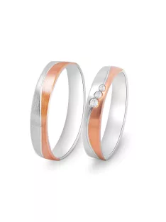  Arany karikagyűrű pár EGF-M30318 - 40318gyfr cirkóniával fehér és rozé arany