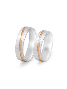   Arany karikagyűrű pár EGF-M30360 - 40360gyfrf cirkóniával fehér és rozé arany