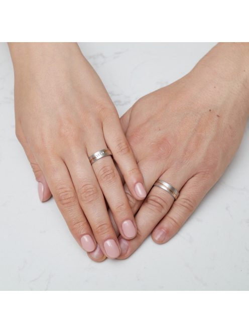 Arany karikagyűrű pár EGF-M30360 - 40360gyfrf cirkóniával fehér és rozé arany