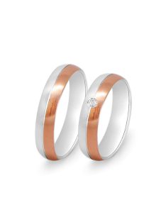   Arany karikagyűrű pár EGF-M30385 - 40385gyfr cirkóniával fehér és rozé arany