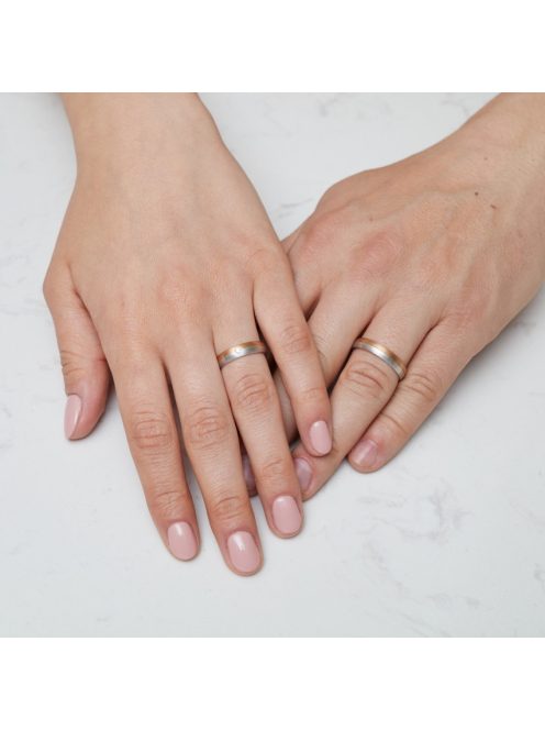 Arany karikagyűrű pár EGF-M30385 - 40385gyfr cirkóniával fehér és rozé arany