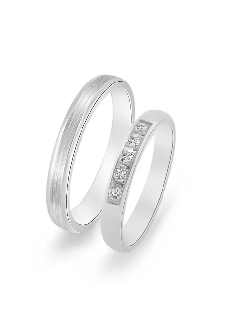 Arany karikagyűrű pár EGF-M50511-003fc cirkóniával fehér arany